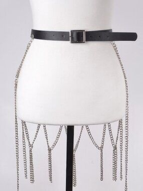 Leather Belt With Chain Skirt